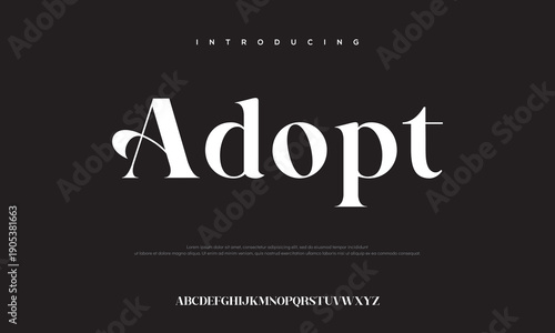 Elegant Adopt Typography: A stylish and sophisticated design, showcasing the word Adopt in a refined serif typeface, ideal for conveying a sense of elegance and modernity.