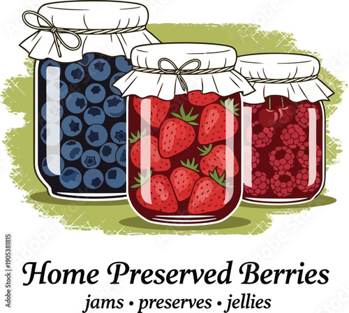 Home Preserved Berries in Jars - Organic Jams, Jellies, and Fruit Preserves for Summer