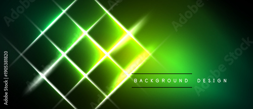 Bright neon grid pattern. Vivid green hues dominate, creating futuristic visual effect. Lines intersect forming diamond shapes.