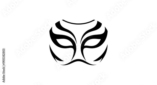 Stylized Tribal Mask Design with Intense Eyes.