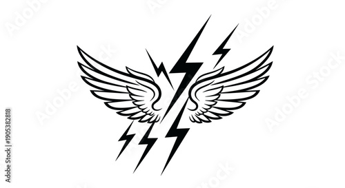 Stylized Wings and Lightning Bolt Emblem.
