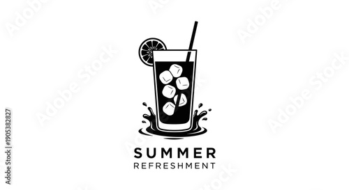 Summer Refreshment Drink with Ice and Lemon Slice 1.