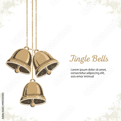 Elegant Gold Jingle Bells Illustration for Holiday Decor and Festive Celebrations