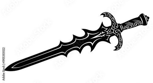 Tribal Black Sword Weapon Fantasy Art.