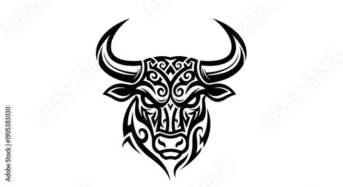 Tribal Bull Head Tattoo Design Art.