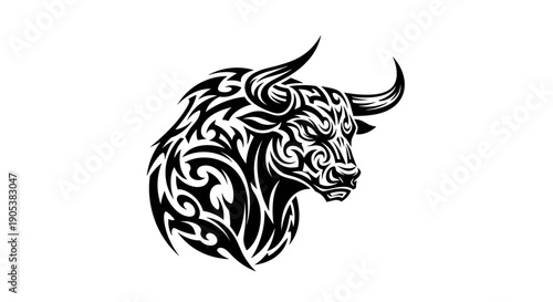 Tribal Bull Head Tattoo Design Fierce Animal Art.