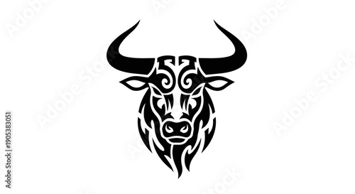 Tribal Bull Head Tattoo Design Vector Art.