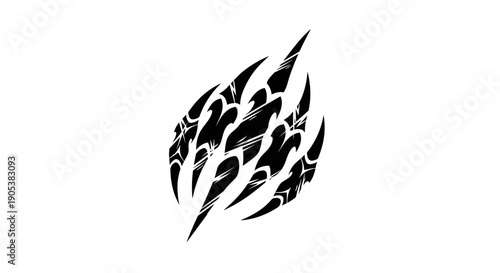 Tribal Claw Mark Symbol Black Ink Design.