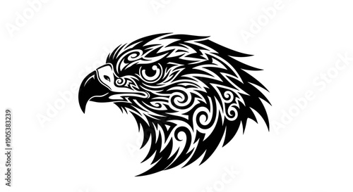 Tribal Eagle Head Tattoo Design Black White.