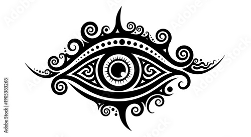 Tribal Eye Symbol Tattoo Design Black Ink.