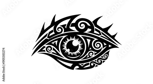 Tribal Eye Tattoo Design Black and White.