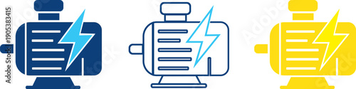 Electricity powering a motor: Illustrative representation of energy flowing into an electric motor, symbolizing power, industry and technology. 
