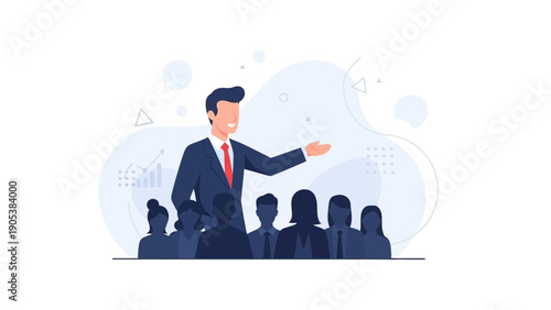 Charismatic Speaker Addressing Engaged Audience in Business Meeting