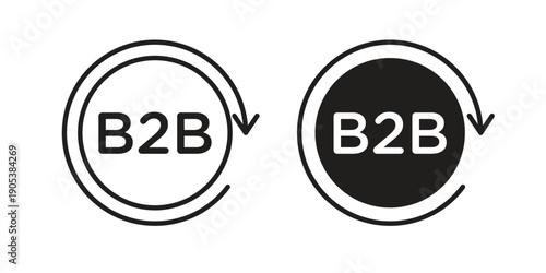 B2B icons in simple black style symbol sign for apps and website