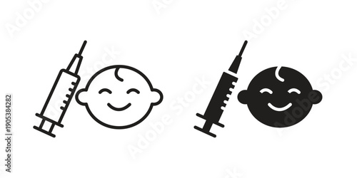 Baby Vaccination icons in simple black style symbol sign for apps and website