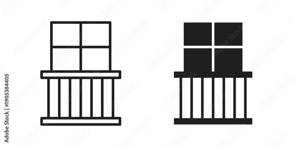 Fototapeta premium Balcony icons in simple black style symbol sign for apps and website