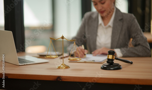 lawyers or attorneys discussing a contract agreement. Successful businessmen have a contract in place to protect it,signing of modest agreements form in office...