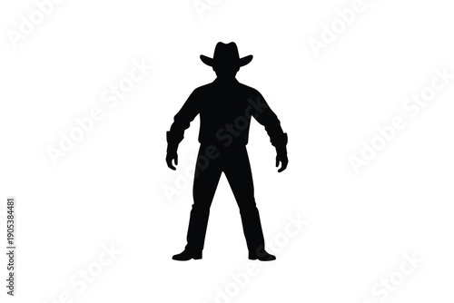 Cowboy silhouette isolated on white background
