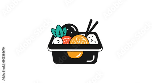Graphic illustration of takeout food