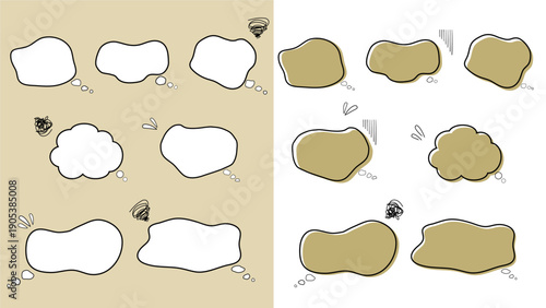 Hand drawn speech bubble set / cute doodle style illustration