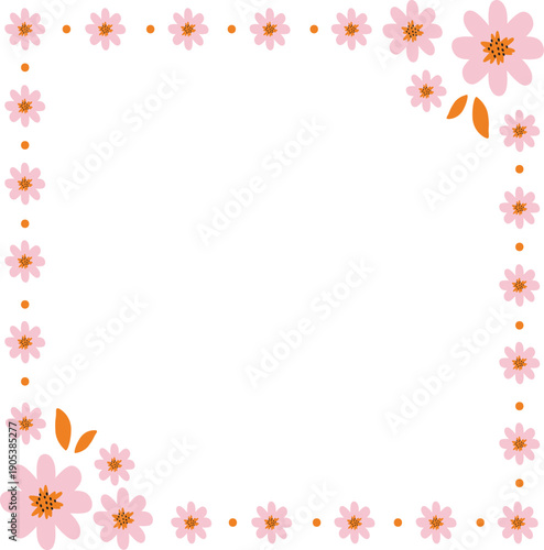 cute frame border with pink flower for photo frame, frame design