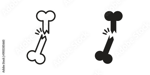 Broken bone icons in simple black style symbol sign for apps and website