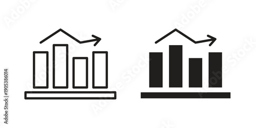 Business performance icons in simple black style symbol sign for apps and website