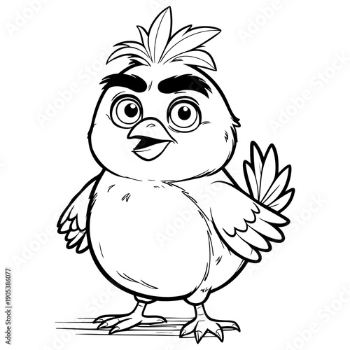 Cute Bird Cartoon Coloring Page