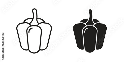Capsicum icons in simple black style symbol sign for apps and website