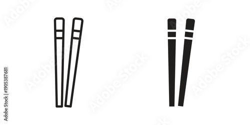 Chopsticks icons in simple black style symbol sign for apps and website