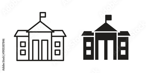 City hall icons in simple black style symbol sign for apps and website