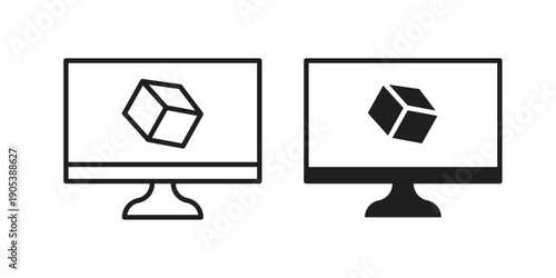 Computer simulation icons in simple black style symbol sign for apps and website
