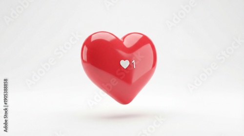 Wallpaper Mural Red Heart Notification Icon with Number One Torontodigital.ca
