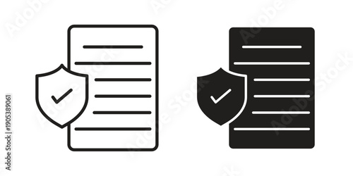 Contract coverage icons in simple black style symbol sign for apps and website