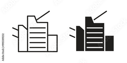 Copier icons in simple black style symbol sign for apps and website