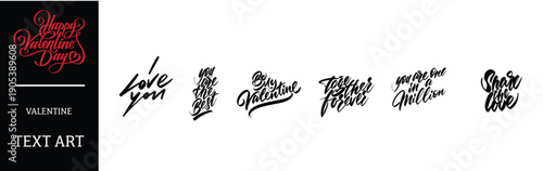 Valentine's Day text art for love and romance in white Background