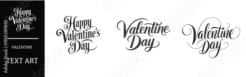 Elegant Valentine's Day Text Art Designs for Romantic Greetings in white Background
