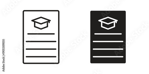Curriculum icons in simple black style symbol sign for apps and website
