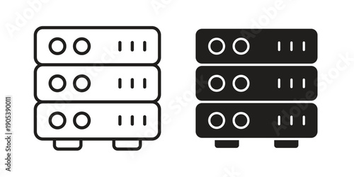 Data center icons in simple black style symbol sign for apps and website