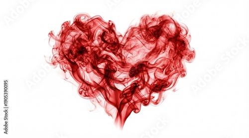 Red Smoke or Ink Forming Heart Shape