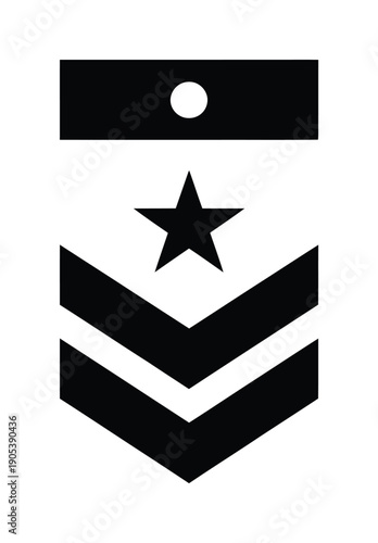 Vector image shows a military insignia with star and chevrons.