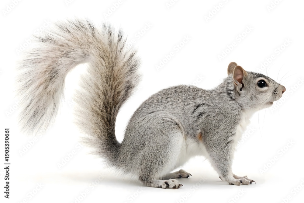 Obraz premium Western Gray Squirrel on White Background Elegant Pose 