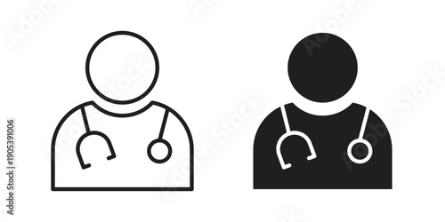 Doctor icons in simple black style symbol sign for apps and website