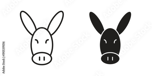 Donkey icons in simple black style symbol sign for apps and website