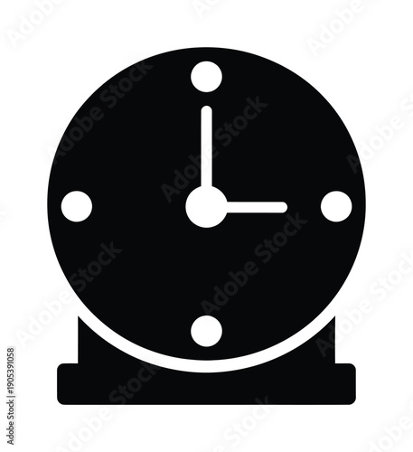 Vector illustration of a round alarm clock on a stand