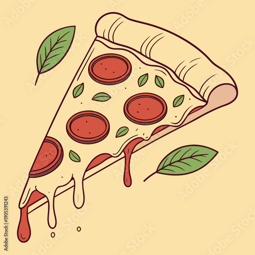 hand drawn vector illustration of pizza