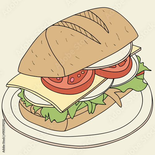 vector illustration of a tasty sandwich