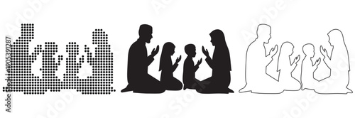 Family praying together in peaceful unity