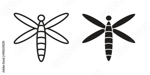 Dragon fly icons in simple black style symbol sign for apps and website