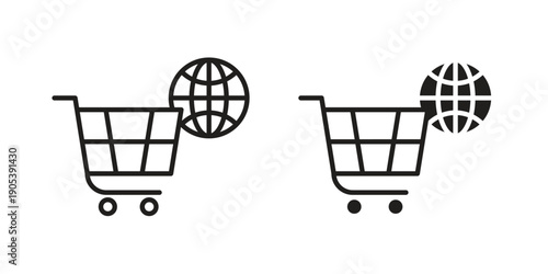 E commerce platform icons in simple black style symbol sign for apps and website